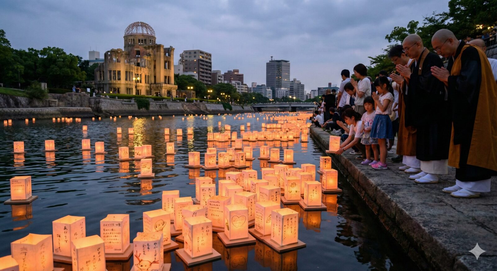 【祈りの文化】8月6日、広島に流れる「灯籠流し」|死者を弔い平和を願う日本人の心|2026年最新