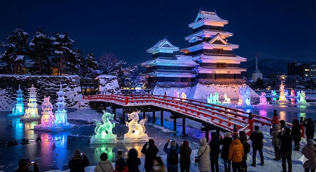 【2026最新】国宝・松本城観光のすべて|氷彫フェスと幻想的なライトアップの歩き方