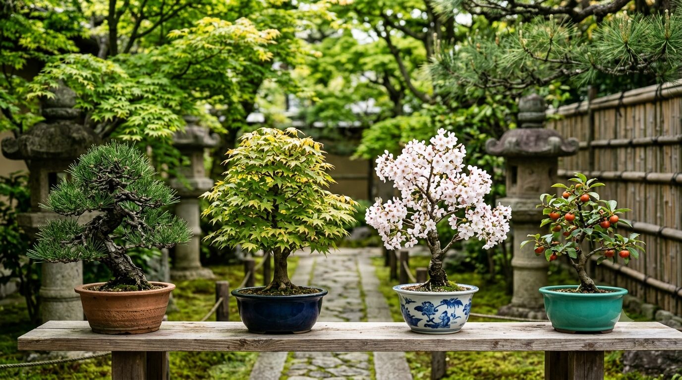 松柏・雑木・花物・実物それぞれに合う盆栽鉢の選び方