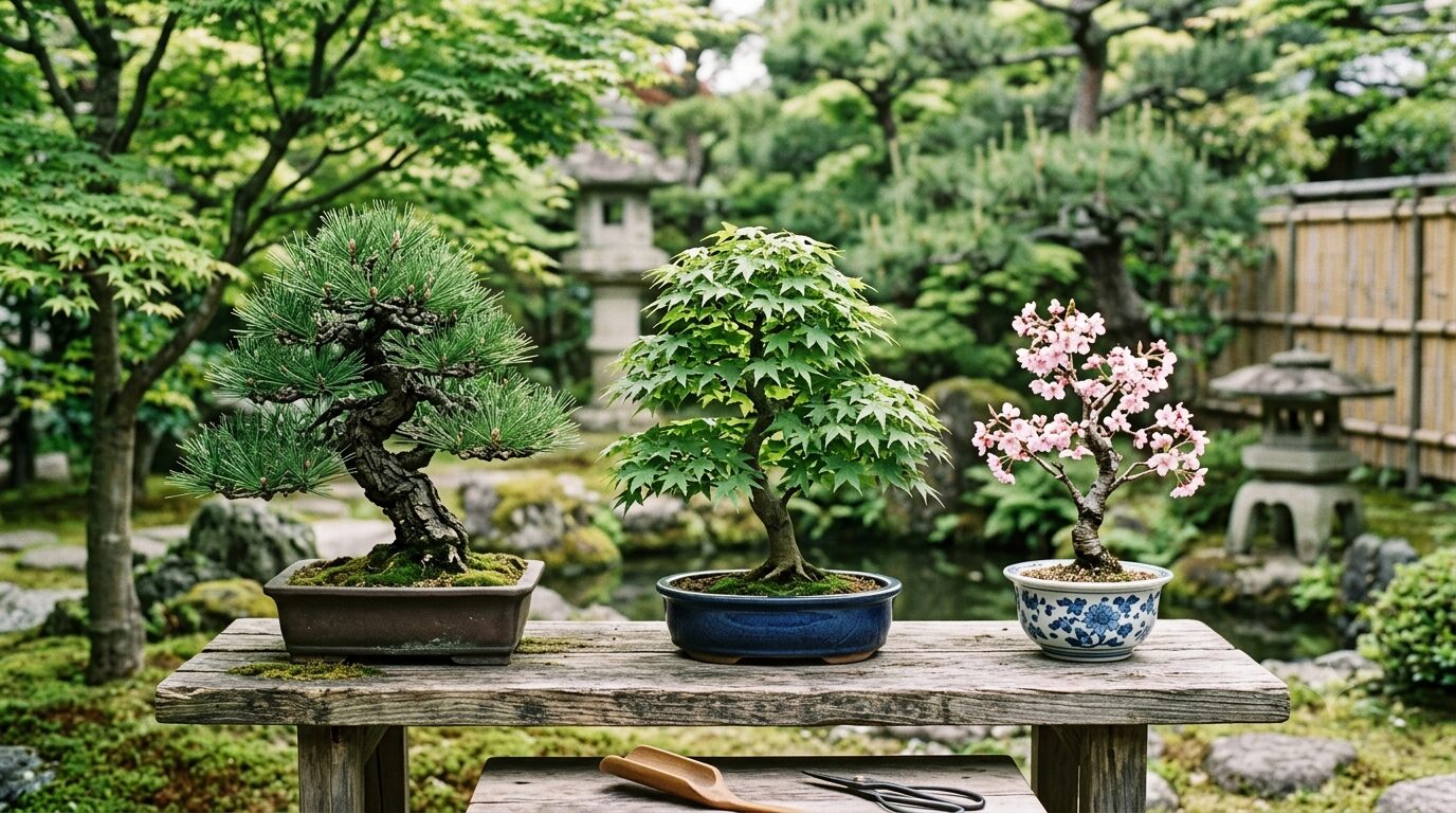 盆栽と鉢の取り合わせイメージ|松柏・雑木・花物それぞれの鉢選び