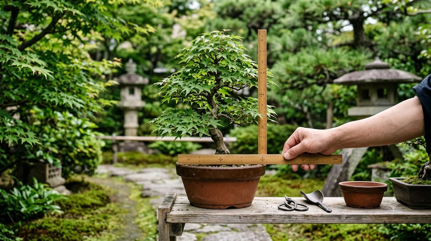 盆栽鉢のサイズ選び目安|樹高と鉢幅のバランス比率