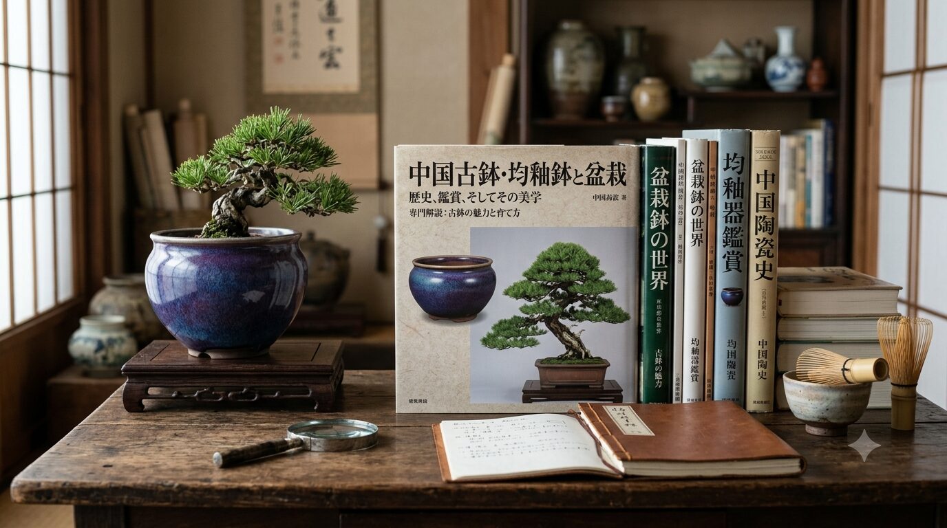 中国古鉢・均釉鉢と盆栽に関する専門書のイメージ