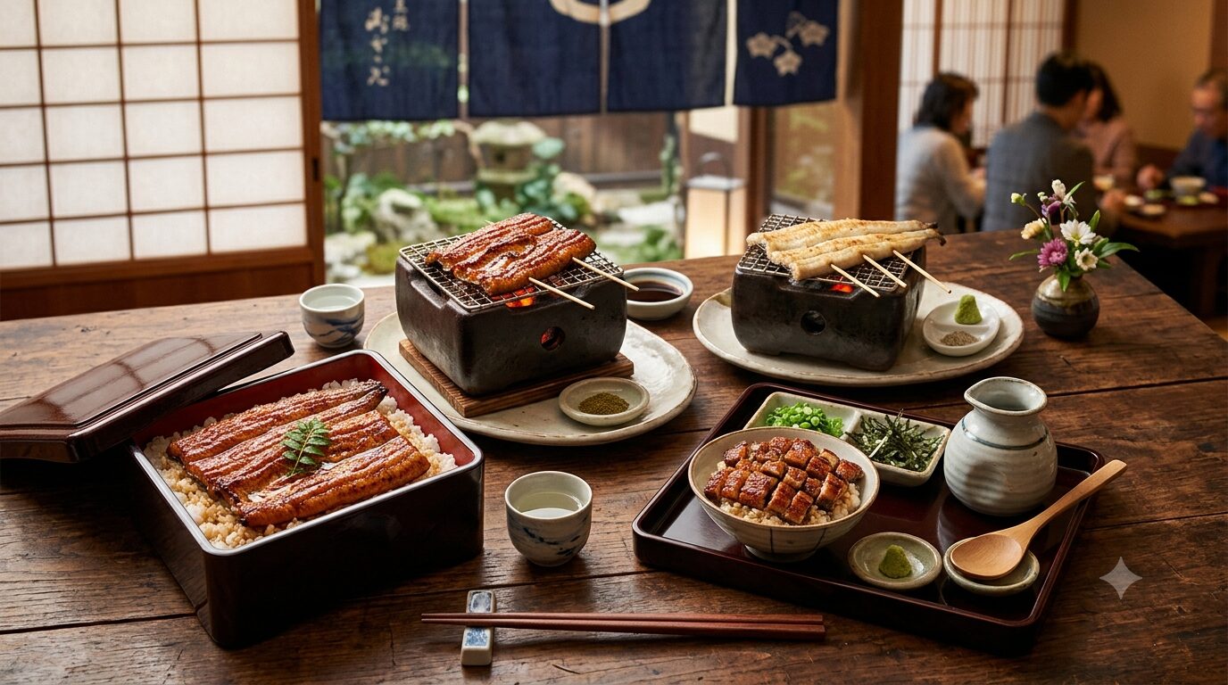 鰻の蒲焼・白焼き・鰻重・ひつまぶしの料理イメージ