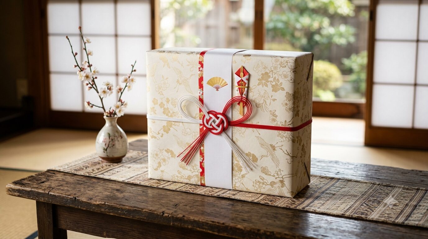 熨斗と水引をかけた日本の贈り物
