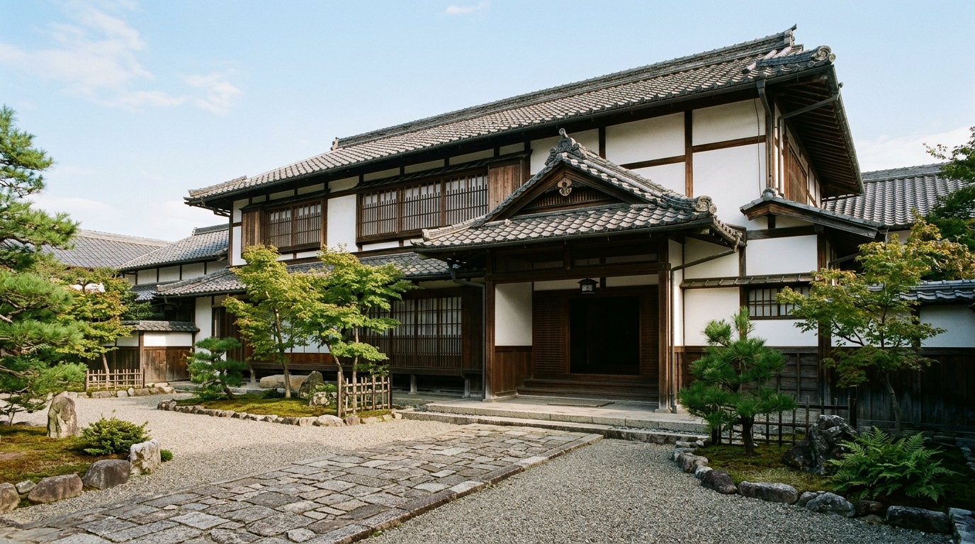 彦根城博物館の外観、復元された表御殿の建物