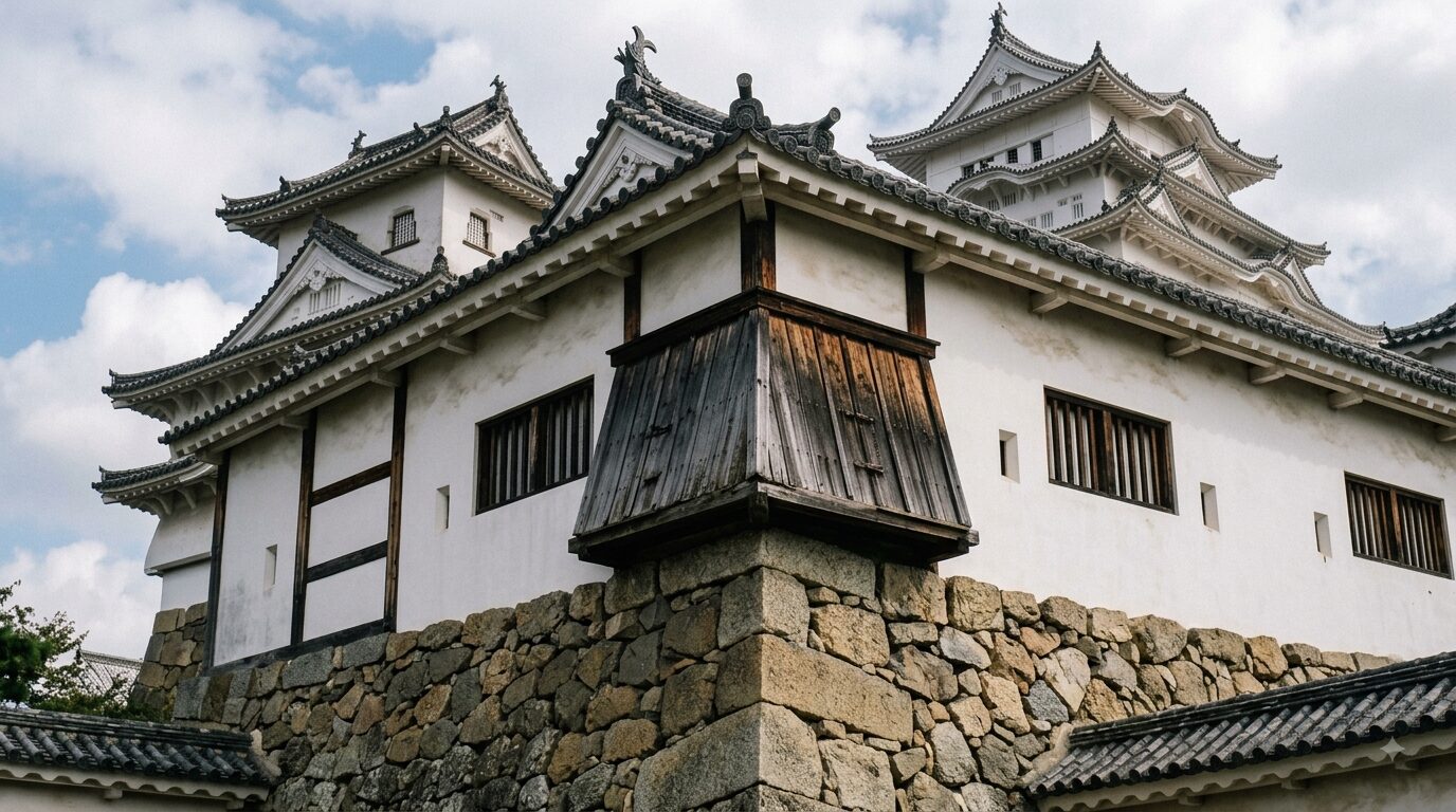 天守隅部の石落としを間近から捉えたイメージ