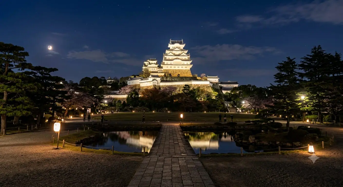三の丸広場から見た夜間ライトアップのイメージ