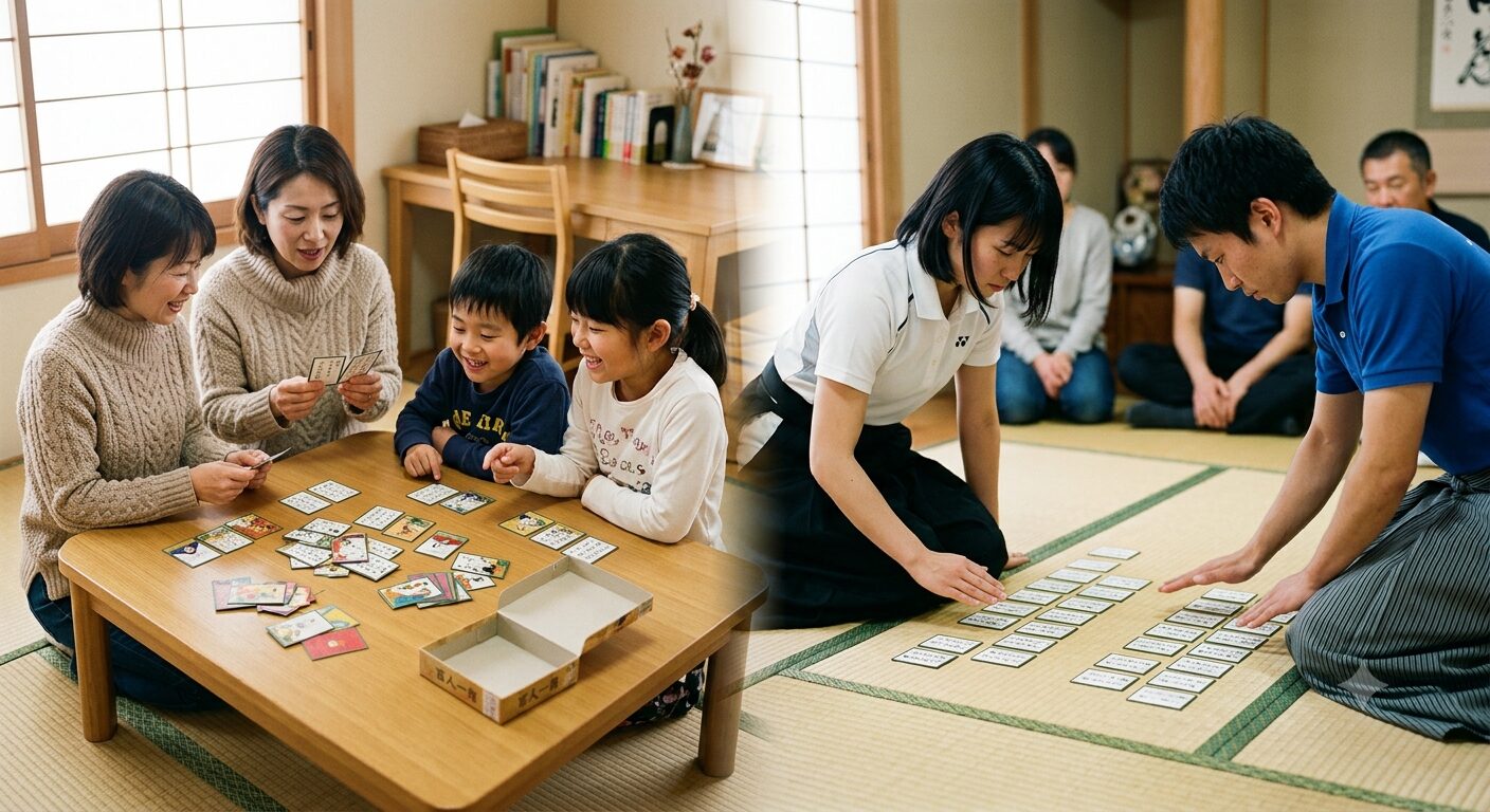百人一首かるたセットで遊ぶ家庭かるた・競技かるたのイメージ