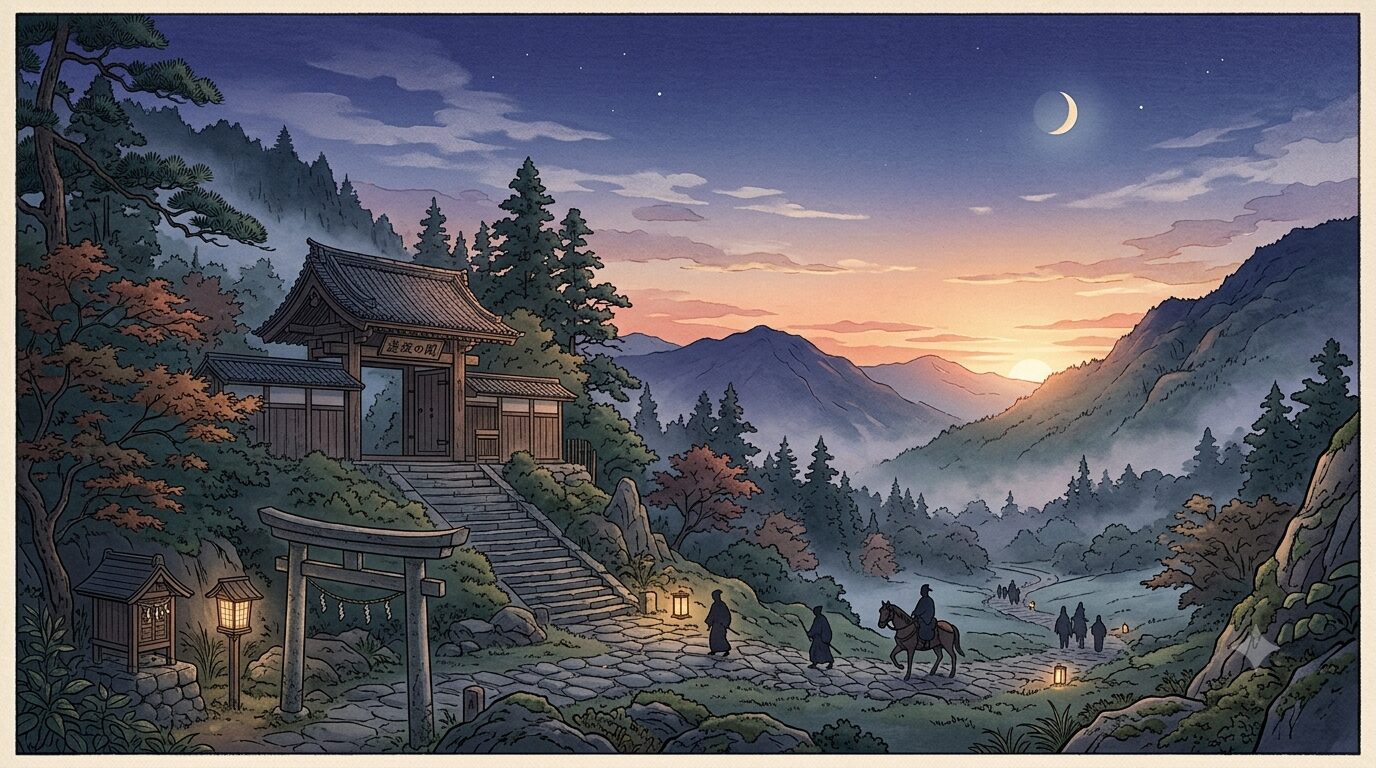 清少納言の歌「夜をこめて」に詠まれた逢坂の関と夜明けのイメージ