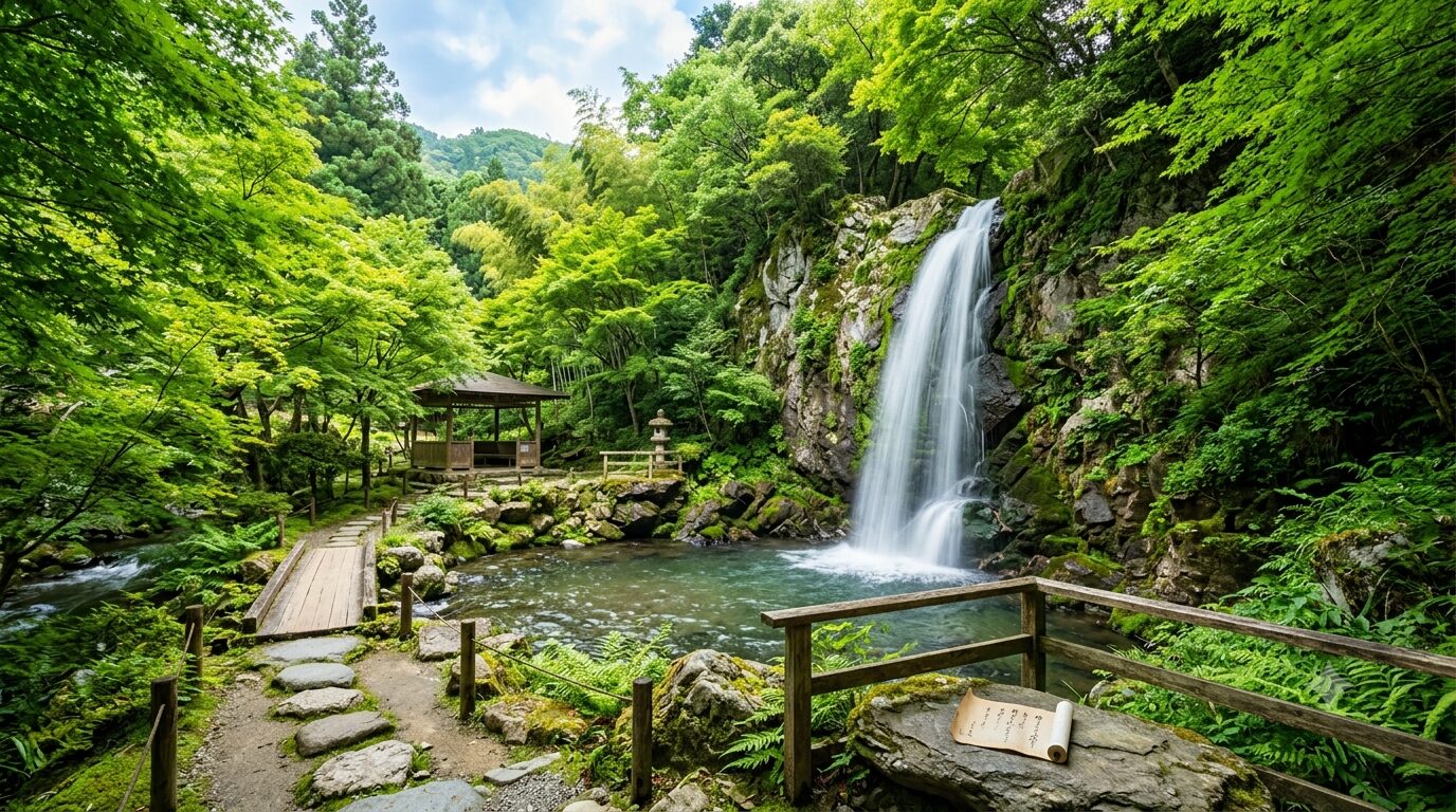 百人一首 夏の歌 滝の音と涼風のイメージ 夏の和の風景