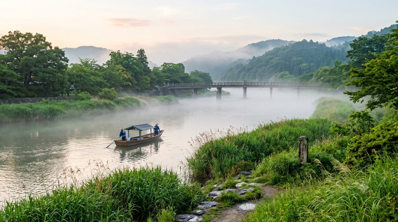 百人一首 夏の歌 宇治川の朝霧と涼風の情景