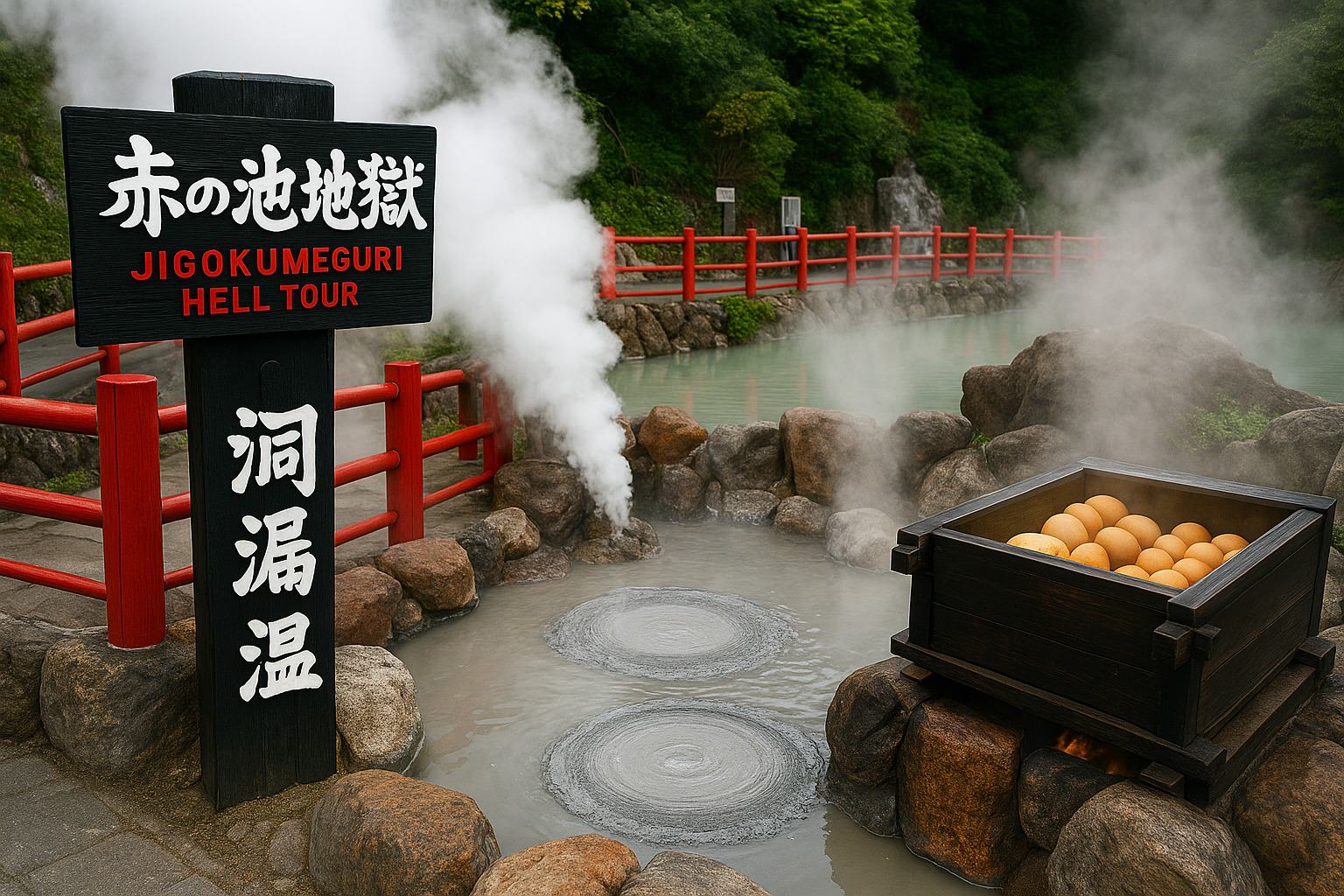 源泉数日本一を誇る別府温泉の地獄めぐり風景