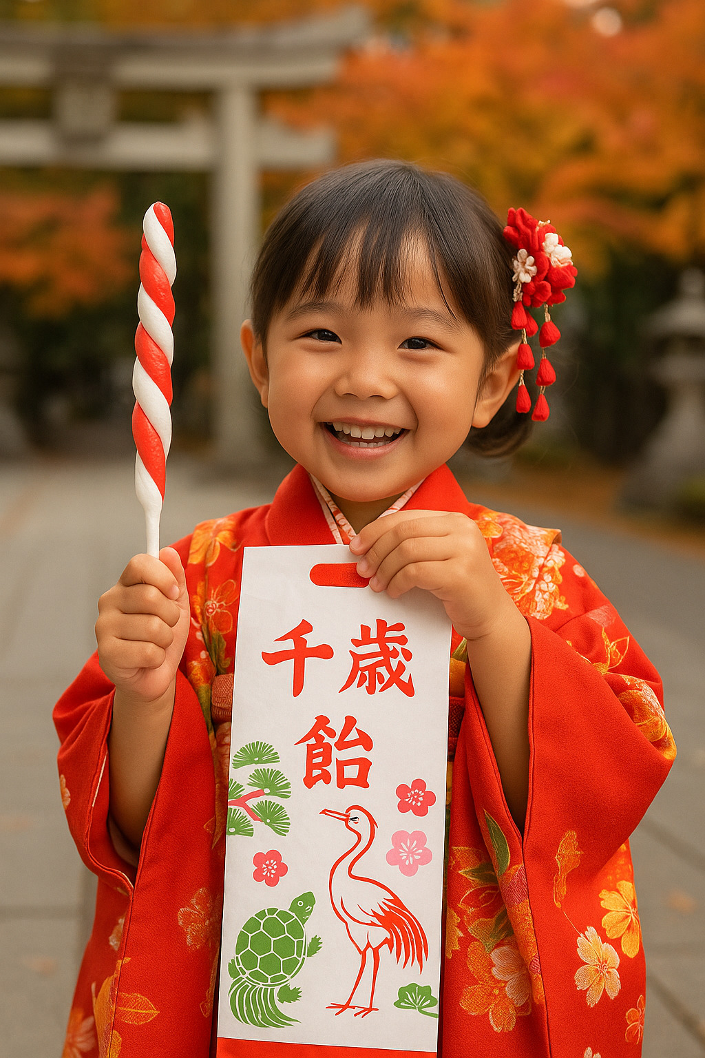 千歳飴を手に微笑む子ども ― 祈りは未来へと受け継がれる