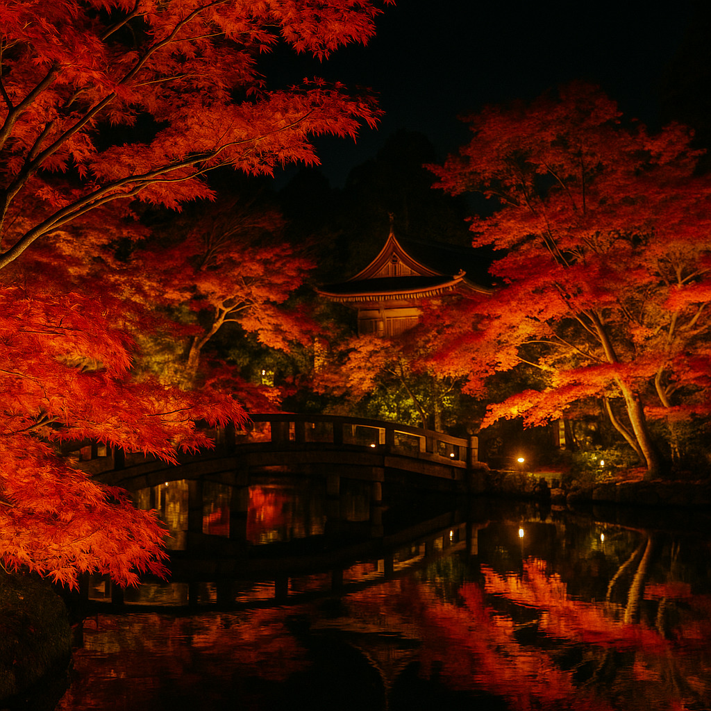 永観堂の夜 ― 光と影が織りなす幻想的な紅葉の世界