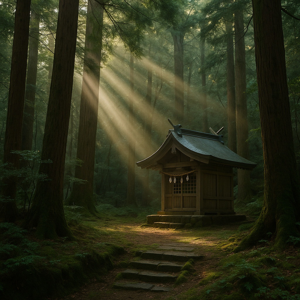 上の宮の森に差し込む木漏れ日 上の宮の森に差し込む木漏れ日