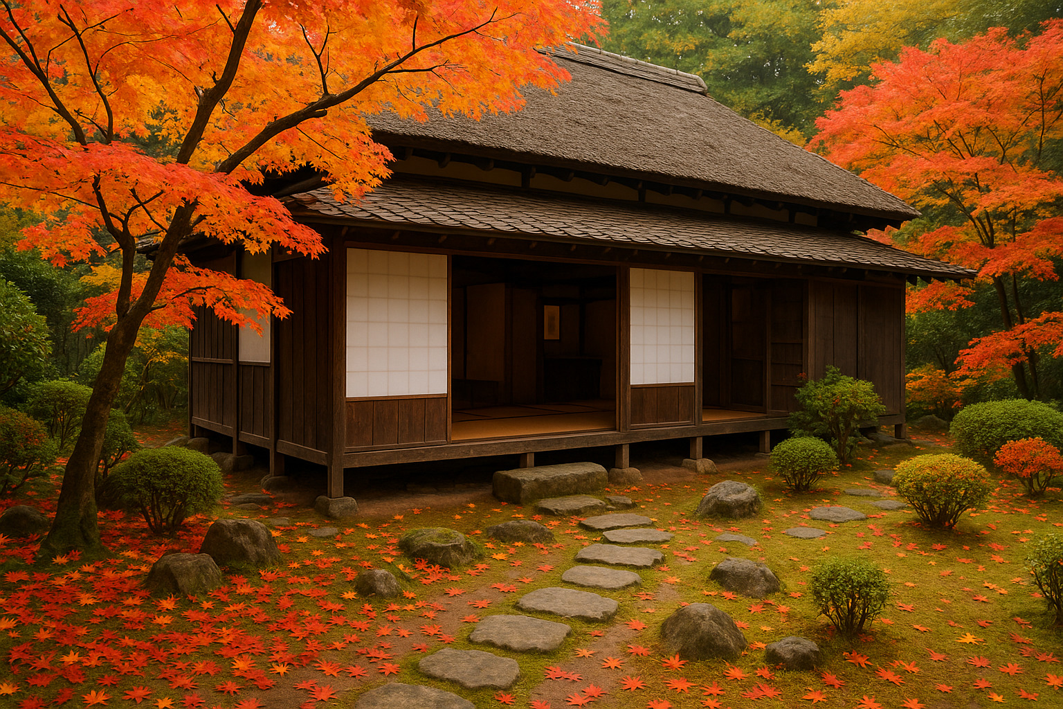 紅葉に包まれる小泉八雲旧居 ― 障子越しに差し込む秋の光