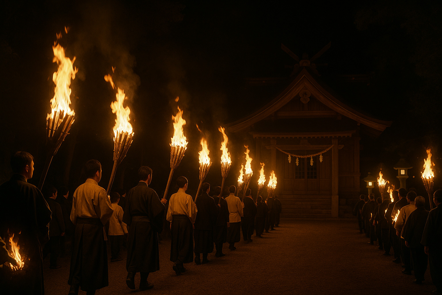 神等去出祭のたいまつ行列(万九千神社) 神等去出祭のたいまつ行列(万九千神社)