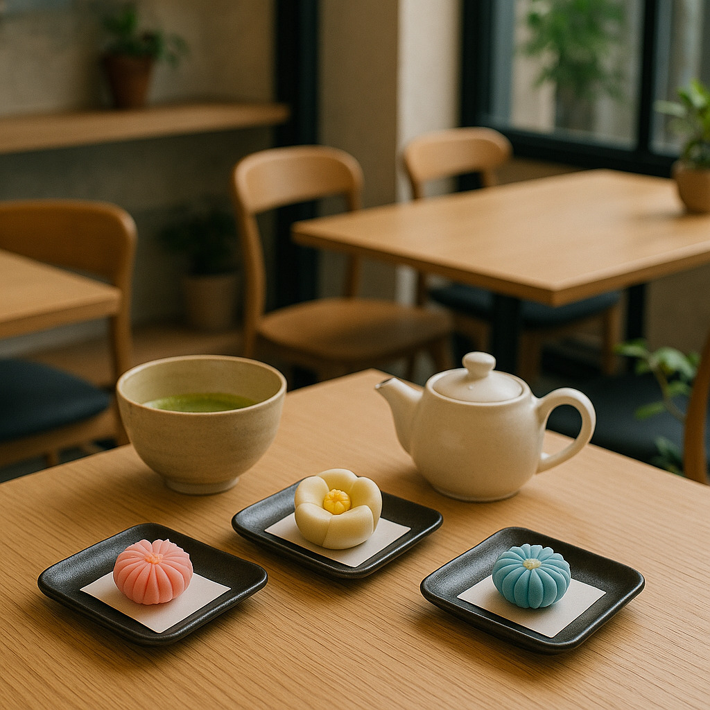 現代の和菓子カフェ ― 伝統とモダンの調和 和菓子と抹茶を楽しむ現代風カフェ