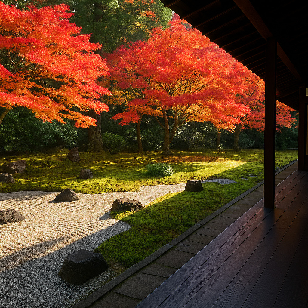 南禅寺 方丈庭園 ― 苔の緑と紅葉が織りなす光と影の世界