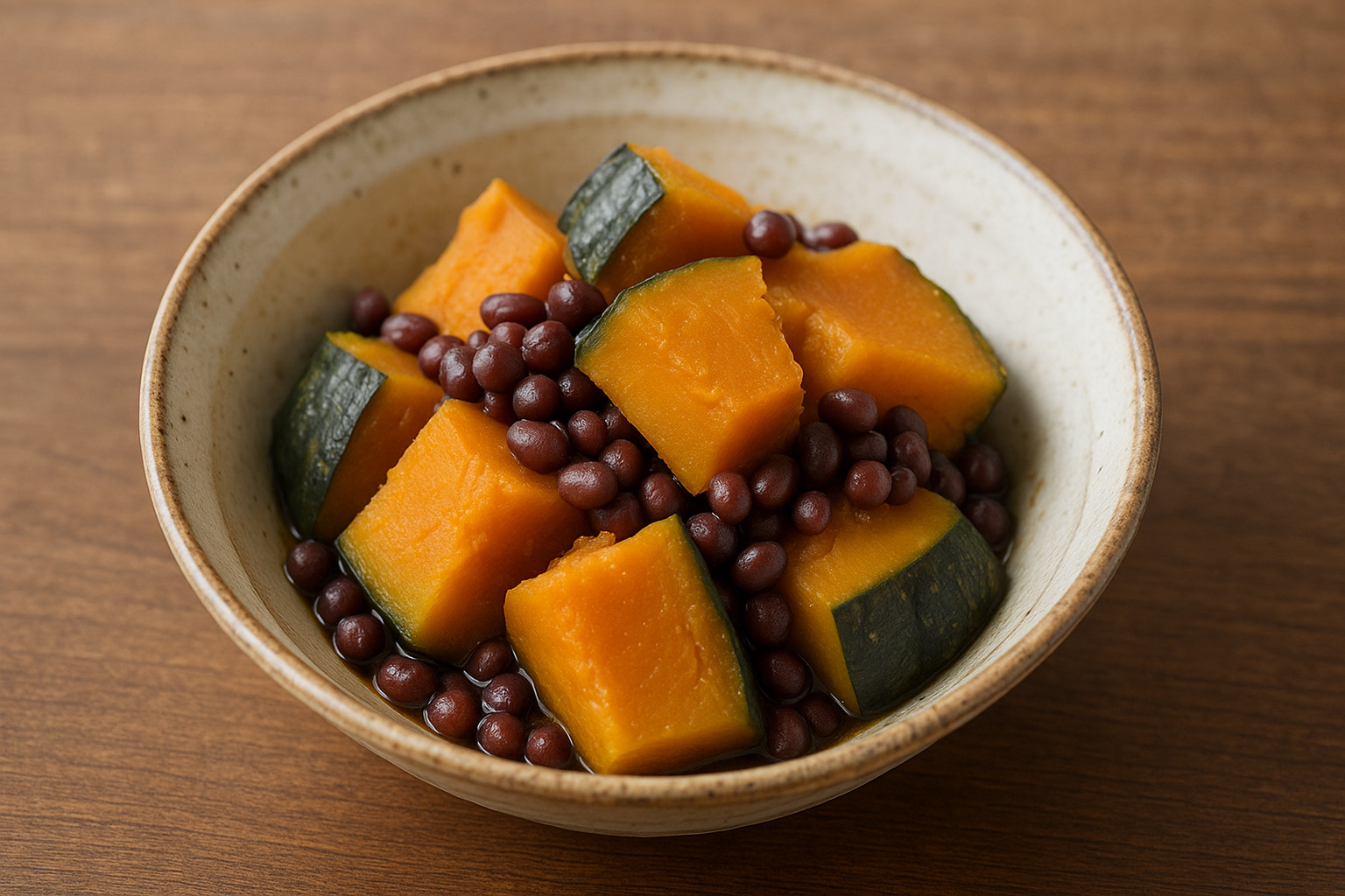 冬至の食卓に並ぶかぼちゃと小豆の煮物 冬至の食卓に並ぶかぼちゃと小豆の煮物