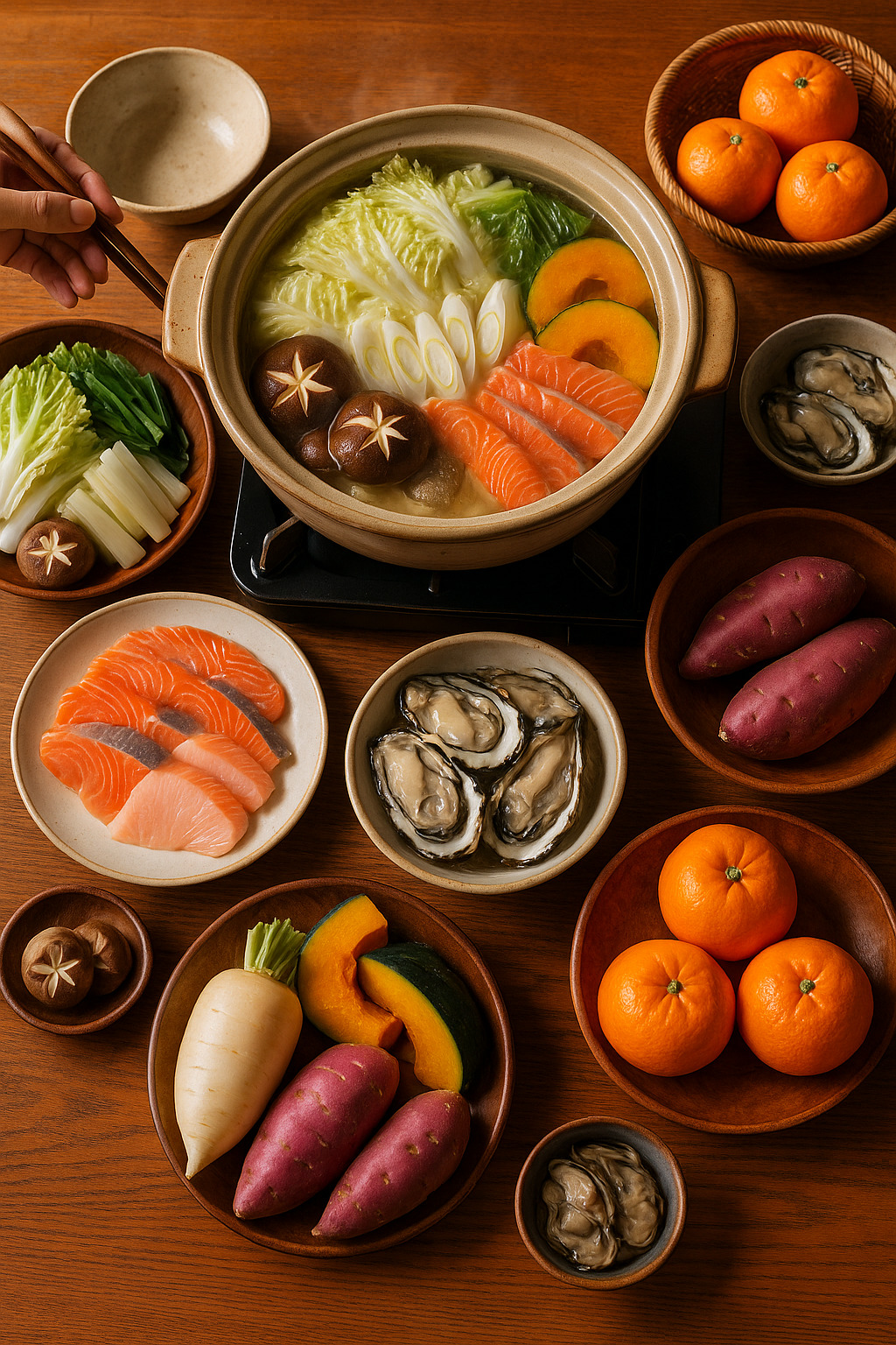 立冬の食卓 ― 旬の食材と鍋料理が並ぶ、冬支度の日本の味わい