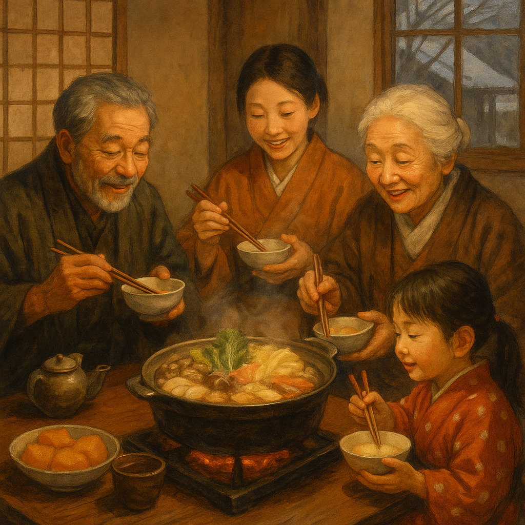 家族で囲む冬の寄せ鍋 ― 江戸時代から続く温もりの食文化