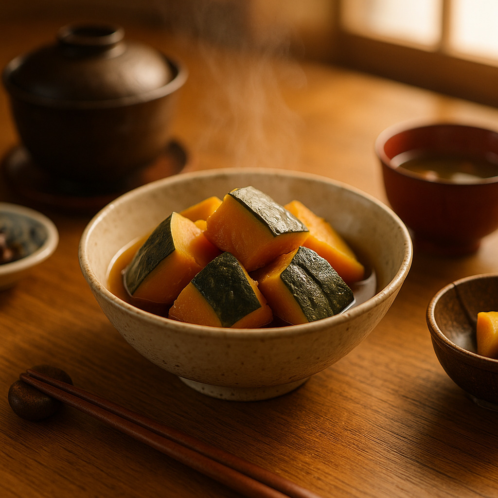 冬至の食卓に並ぶかぼちゃの煮物 冬至の食卓に並ぶかぼちゃの煮物