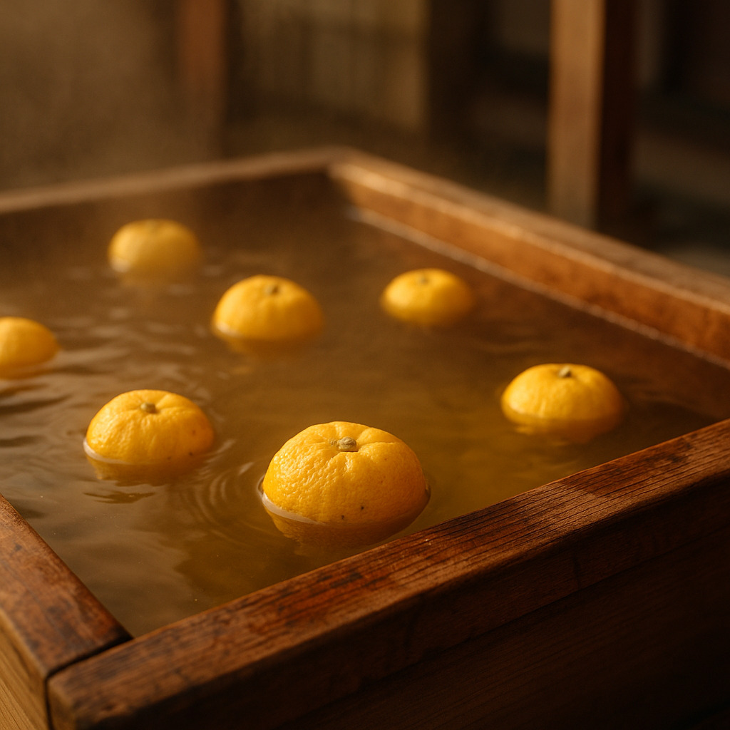冬至の日に柚子が浮かぶゆず湯 冬至の日に柚子が浮かぶゆず湯