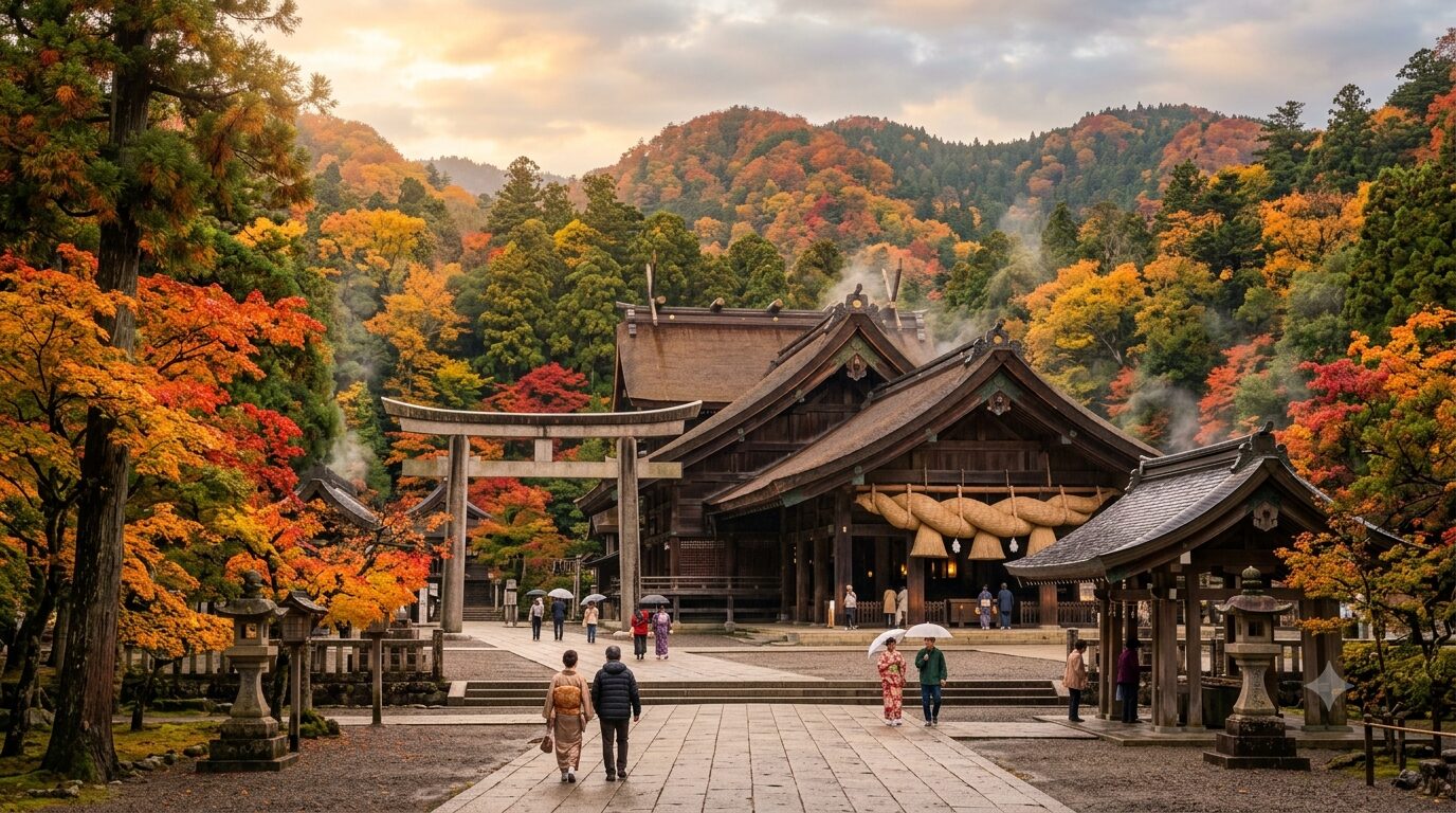 神在月の出雲大社 ― 紅葉とともに祈りの心を感じる