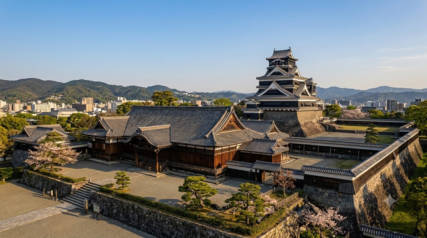 熊本城本丸御殿の外観・天守閣との位置関係のイメージ画像